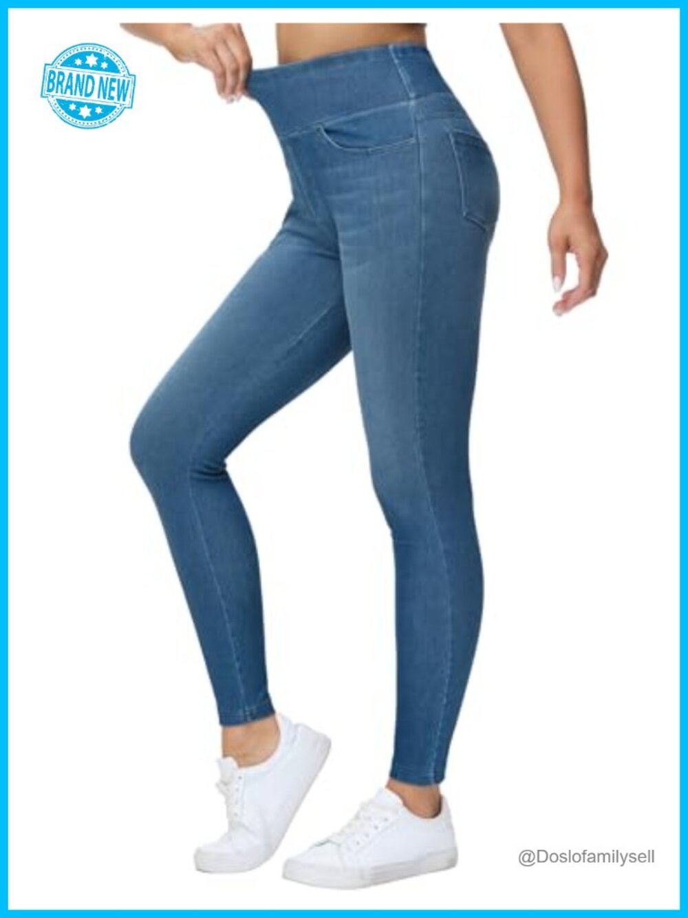 High Waisted Stretchy Skinny Jeggings Pull On Jean Leggings Tummy Control